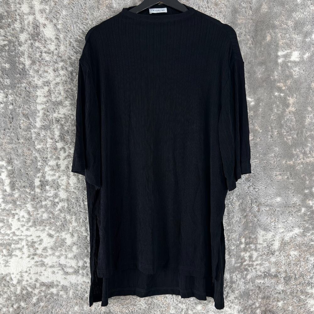 Lattelier Size L Casual Tunic Top Black 3/4 Sleeve Pullover Stretch